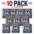 10 pack of 2.5 inch rustic Route 66 classic car vinyl stickers