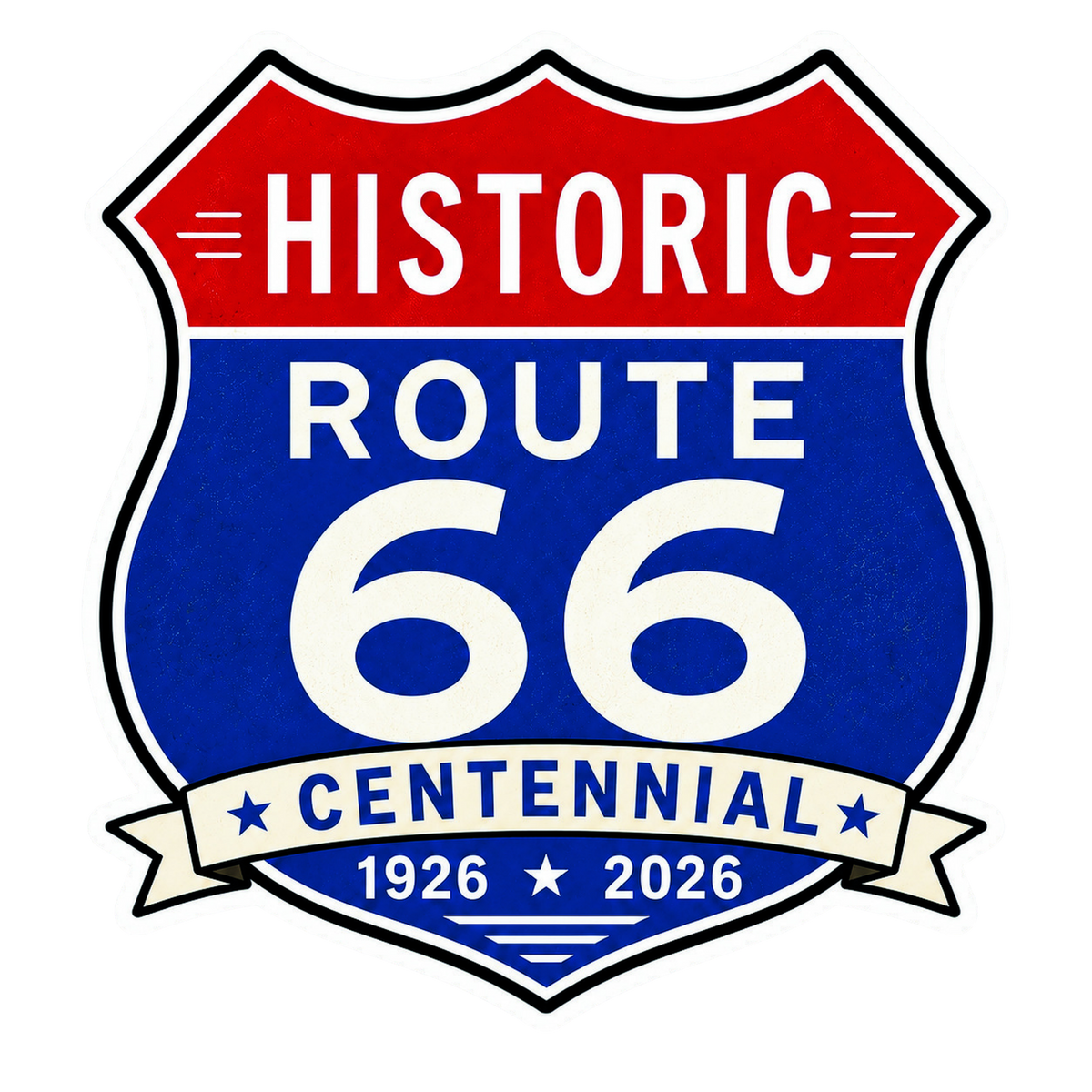 Historic Route 66 Centennial Stickers – 2.5" Vinyl 10 Pack